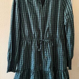 Draper James Green Plaid Long Sleeve Dress
